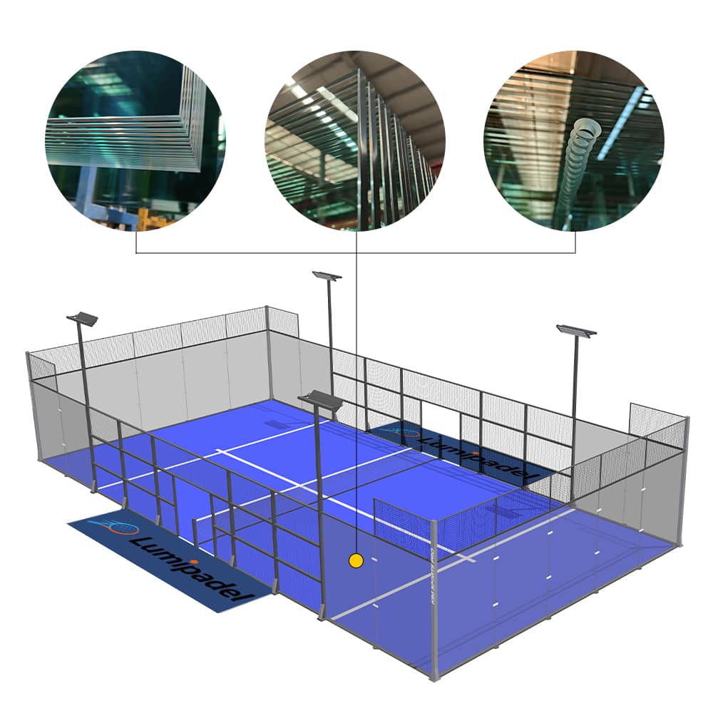 Padel court glass system